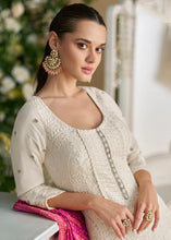 White chikankari embroidered anarkali
