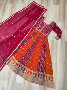 Two coloured panelled anarkali