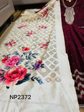 Niks collection - wine silk anarkali with floral dupatta (plus sizes too)