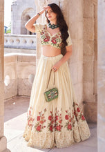 Ivory chinon crush silk readymade Lehenga