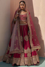 Red and gold drop silk lehenga (comes with 2 dupattas)