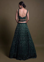 Bottle green sequins Lehenga with belt
