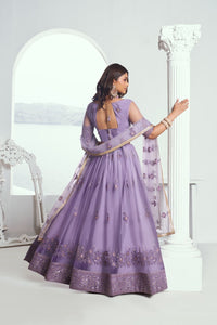 Lavender butterfly net Lehenga