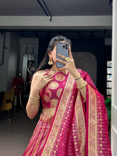 Pink banarasi silk lehenga (skirt stitched)