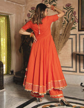 Orange bandhej gown set (also for plus sizes)