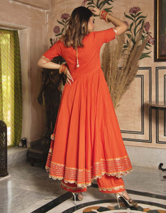 Orange bandhej gown set (also for plus sizes)