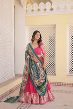 Viscose jacquard Lehenga with gaji silk dupatta in pink