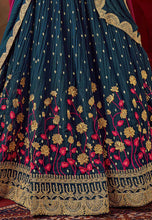 Teal blue and pink wedding Lehenga