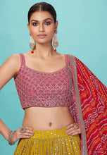 Karla collection - yellow and pink bandhani Lehenga