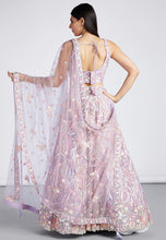 Pastel Lavender circular net Lehenga