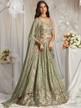 Sage green georgette thread and sequins Lehenga