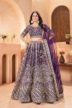 Royal purple embroidered wedding Lehenga (lightweight + plus + long sleeves option)