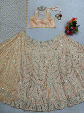 Yankita Kapoor inspired champagne peach partywear zigzag Lehenga