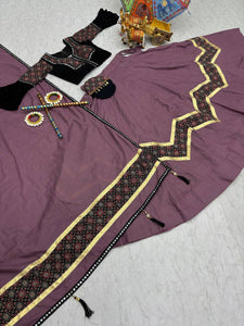 Peanut pink and black flute Chaniya Choli (free hand purse)