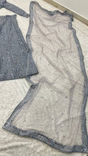Grey shimmer silk partywear lehenga