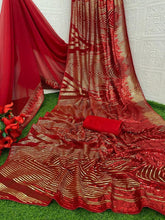 New sequence saree in black, red and wine