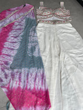 White palazzo set with tie and dye cape