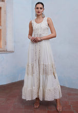 Off white georgette centre slit anarkali with pants