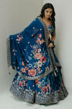 Blue floral georgette Lehenga