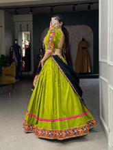 Parrot green pure cotton readymade Lehenga