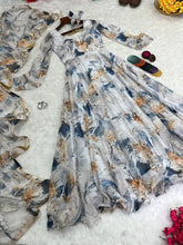 Organza tabby silk anarkali in florals