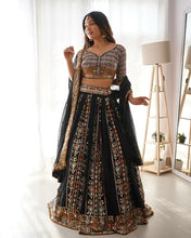 Black with pastel coloured sequins Lehenga