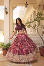Indo western style Russian silk readymade Lehenga in wine