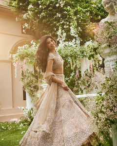 Lavender diamond net embellished Lehenga