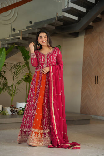 Two coloured panelled anarkali
