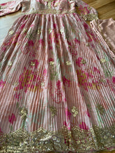 Floral printed chinon anarkali in baby pink