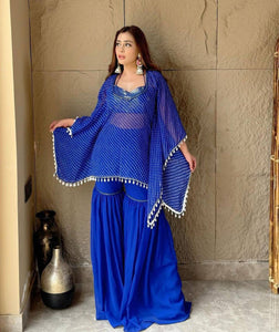 Blue Sequinned sharara set with kodi shrug