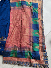 Peacock blue vichitra silk Lehenga (skirt stitched)