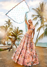 Peach pink floral Lehenga