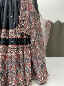 Black mirror work embroidered Chaniya Choli