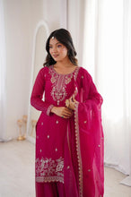 Crunchy silk hot pink palazzo set