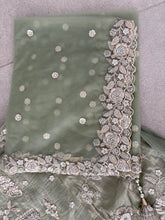 Pista Green Embroidered tissue fabric Lehenga