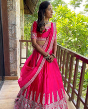Rani pink satin silk Lehenga