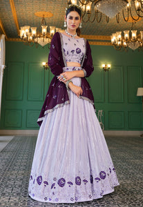 Lavender A line georgette Lehenga with belt