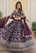 Wine viscose jacquard Lehenga