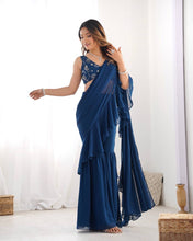 Blue ready to wear sharara saree (XS-XXL)