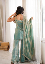 Fendy silk strappy sea green palazzo set