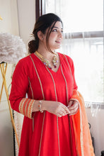 Hot red gotta A line anarkali set (S-12XL) (plus size too)