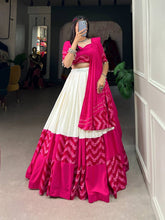White and pink pure rayon printed chaniya choli readymade