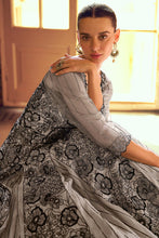 Stylish beige and black anarkali gown