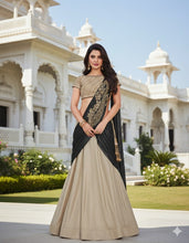 Gold and black lehenga saree