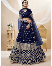 Tanaya - navy blue zari sequins georgette Lehenga (long sleeves possible)