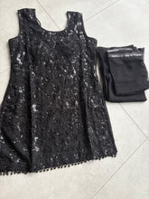 Black sequinned sharara set (plus plus size)