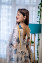 Organza tabby silk anarkali in florals
