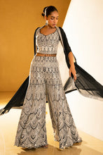 Black thread work palazzo with cape