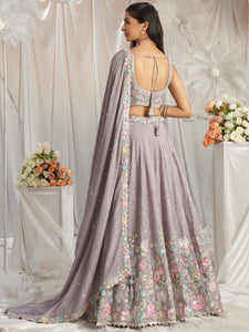 Lavender chiffon sequinned Lehenga